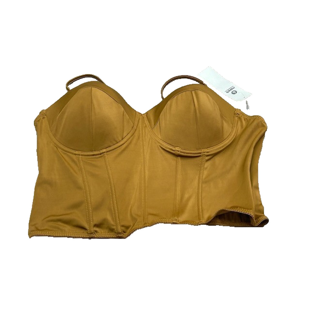 NWT Mono B Womens Corset Top Sleeveless Underwire Cropped‎ Mustard Size 3XL